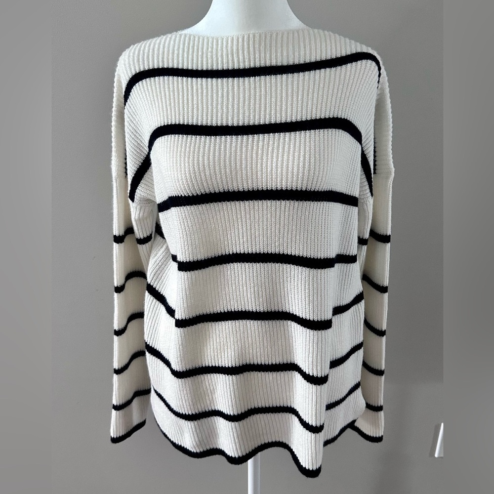 Women’s boatneck, striped sweater, size small